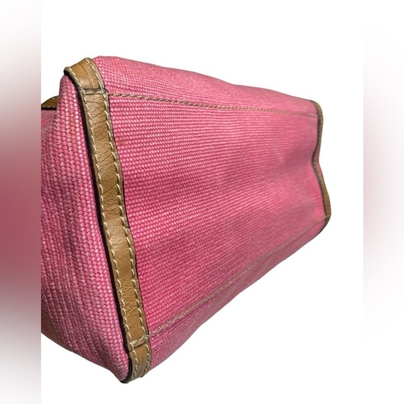 Fossil Modern Vintage Pink Canvas & Leather Convertible Crossbody Satchel Bag - Picture 7 of 15